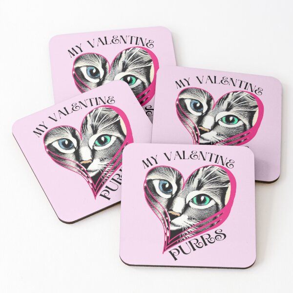 Item preview, Valentine's Day Black and Gray Cat Lovers My Valentine Purrs Design for Cat Lover Collections designed and sold by tranquilbeach.
