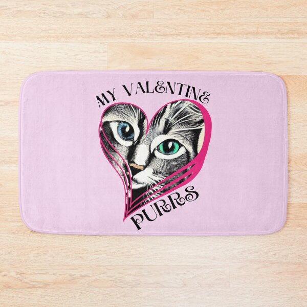 Item preview, Valentine's Day Black and Gray Cat Lovers My Valentine Purrs Design for Cat Lover Collections designed and sold by tranquilbeach.