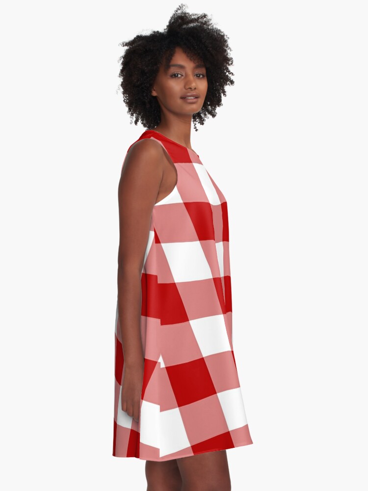 red and white check dress