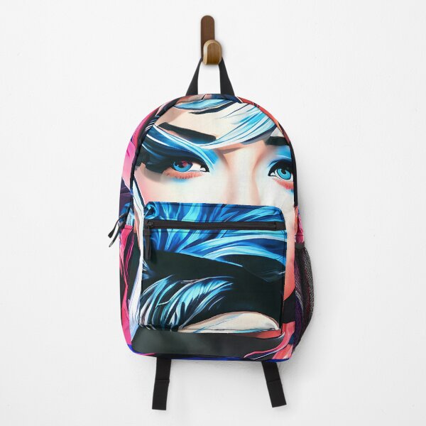 Item preview, Female with Blue Hair and Blue Eyes on a Red Background Gift designed and sold by TMelonShop.