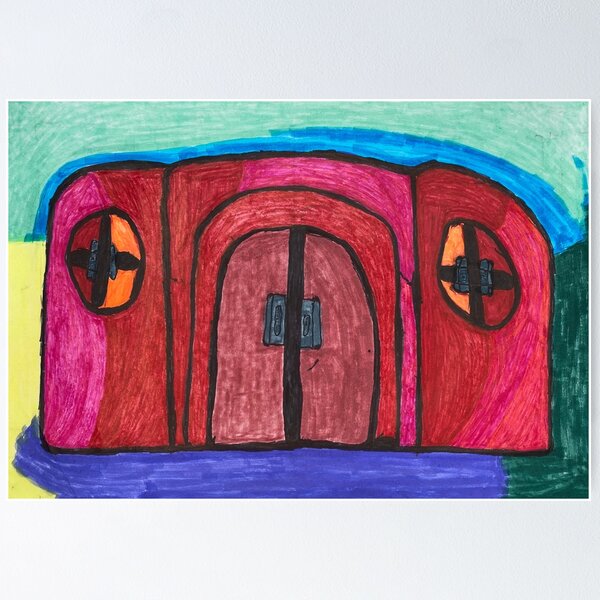 Item preview, Red House with Blue Sky and Violet, Sand and Green designed and sold by PodmenikArt.