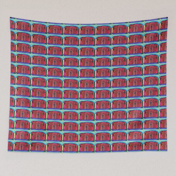 Item preview, Red House with Blue Sky and Violet, Sand and Green designed and sold by PodmenikArt.
