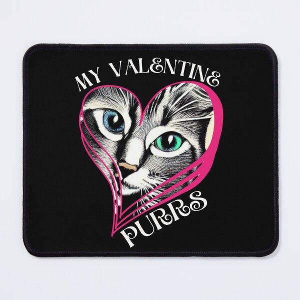 Item preview, Valentine's Day Black and Gray Cat Lovers My Valentine Purrs in white Design for Cat Lover Collections designed and sold by tranquilbeach.