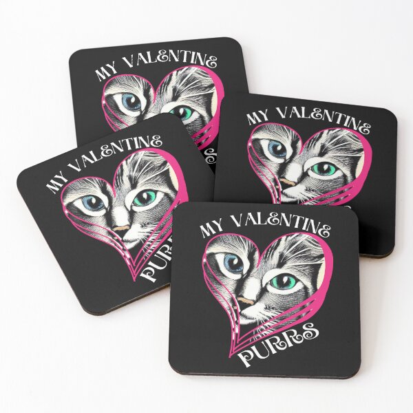 Item preview, Valentine's Day Black and Gray Cat Lovers My Valentine Purrs in white Design for Cat Lover Collections designed and sold by tranquilbeach.