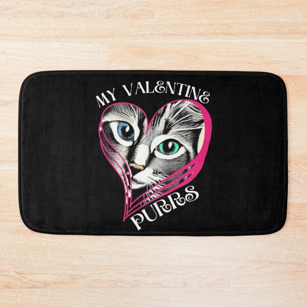 Item preview, Valentine's Day Black and Gray Cat Lovers My Valentine Purrs in white Design for Cat Lover Collections designed and sold by tranquilbeach.