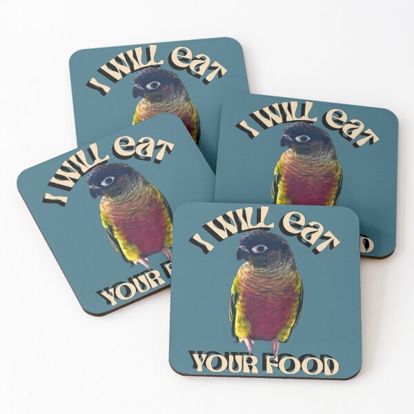 Item preview, I Will Eat Your Food Green Cheek Conure design | Conure | Small Parrot | Parakeet | Parrot lover designed and sold by TatianaLG.
