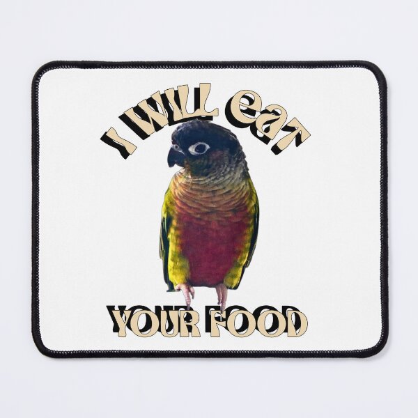 Item preview, I Will Eat Your Food Green Cheek Conure design | Conure | Small Parrot | Parakeet | Parrot lover designed and sold by TatianaLG.