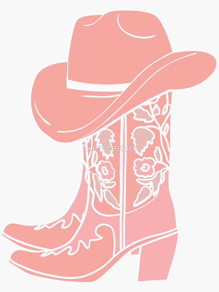 Pink Cowboy Boots And Hat Sticker For Sale By Kenziewo Redbubble 4740