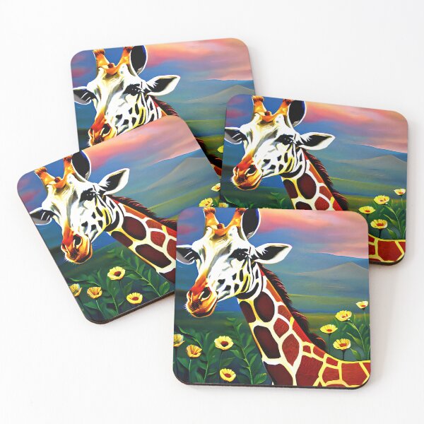 Item preview, Giraffe with a Sunset View in a Field of Flowers Gift designed and sold by TMelonShop.
