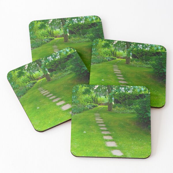 Item preview, Paving stones set in green lawn leading to the end of the garden. designed and sold by claireseyeview.
