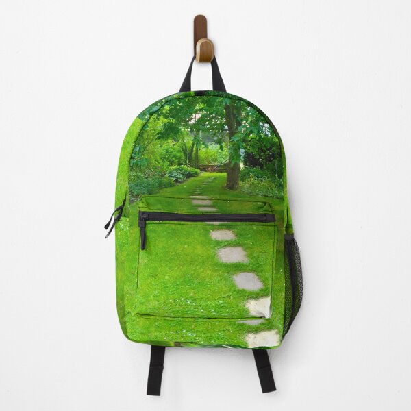 Item preview, Paving stones set in green lawn leading to the end of the garden. designed and sold by claireseyeview.