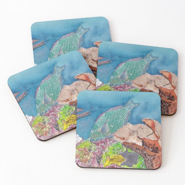 Item preview, Parrot Fish on a reef designed and sold by GringaArt-DR.