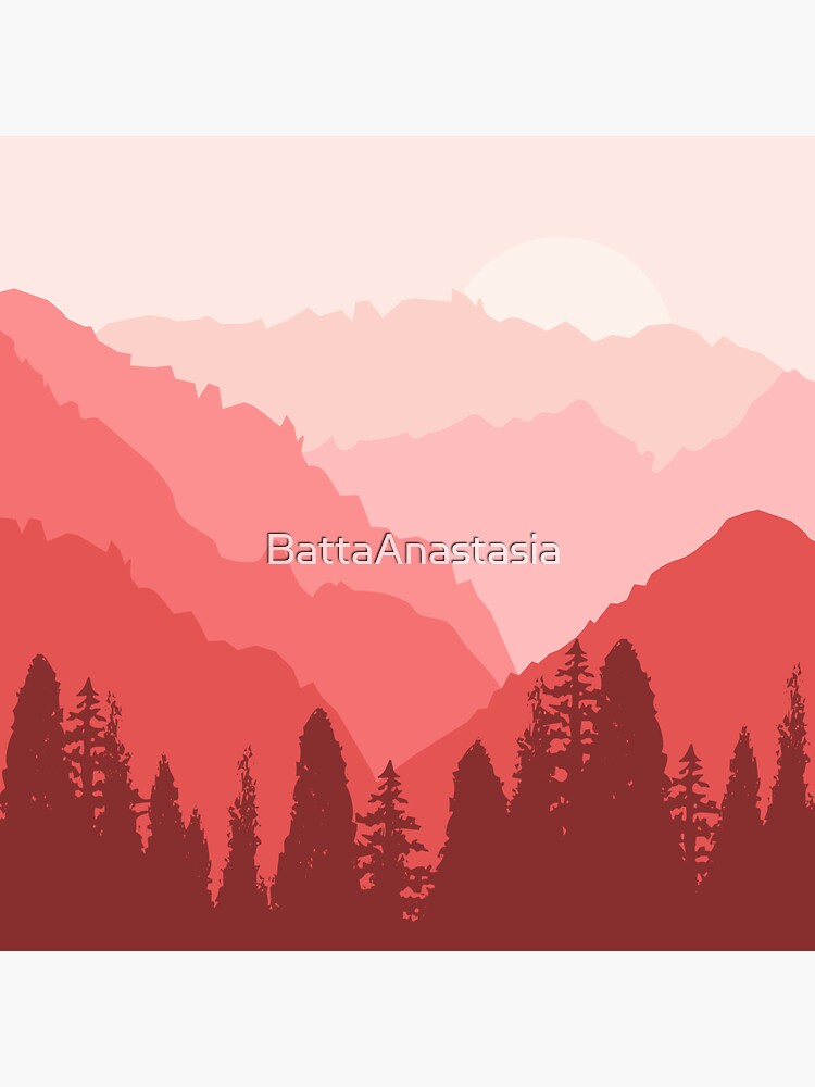 "Pink mountain sunrise" Sticker for Sale by BattaAnastasia Redbubble