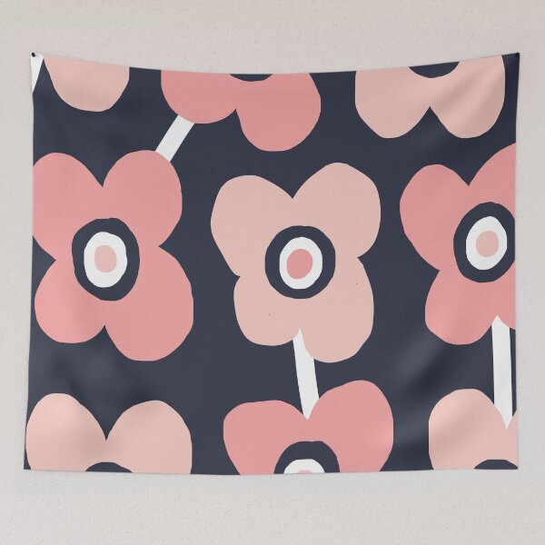 Item preview, Modern Scandi Garden in Navy and Pink designed and sold by Deutschic.