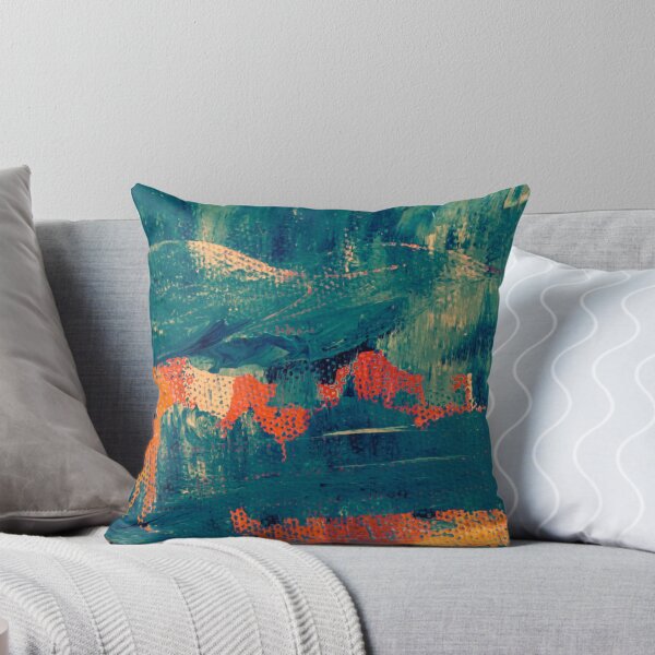 Item preview, Teal and orange abstract art painting design designed and sold by Basma Store.