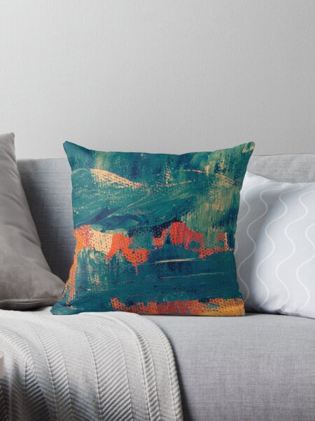 Aperçu de l'œuvre Conception de peinture d'art abstrait sarcelle et orange créée et vendue par Basma Store.