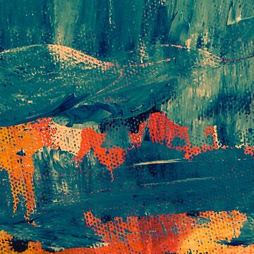 Artwork thumbnail, Teal and orange abstract art painting design by Basma Store