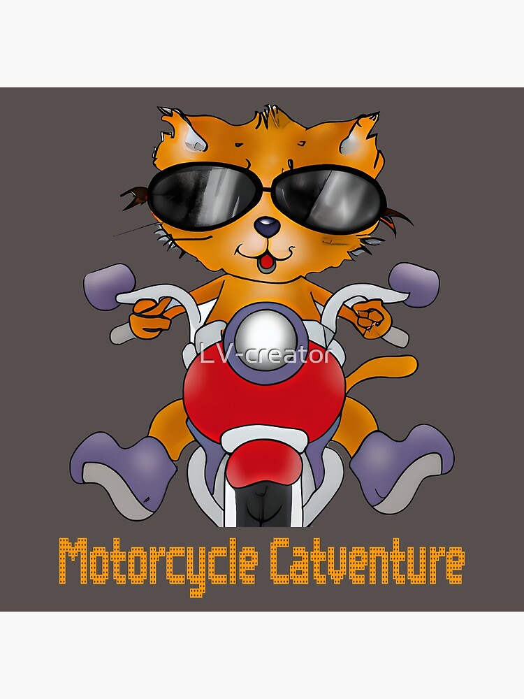 Motorcycle Catventure - Funny Cat on a Yellow Motorcycle