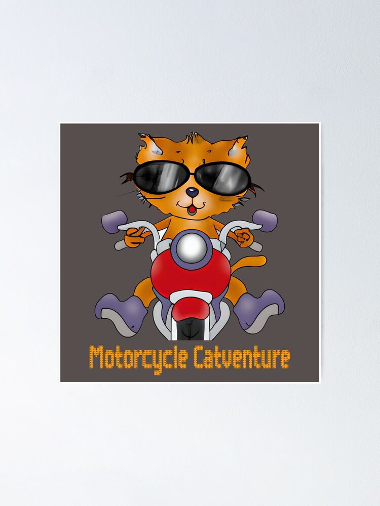 Motorcycle Catventure - Funny Cat on a Blue Motorcycle Kids T-Shirt by LV-creator