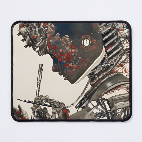 Item preview, Amazing female android cyborg playing with her digital tablet designed and sold by HowardMilano.