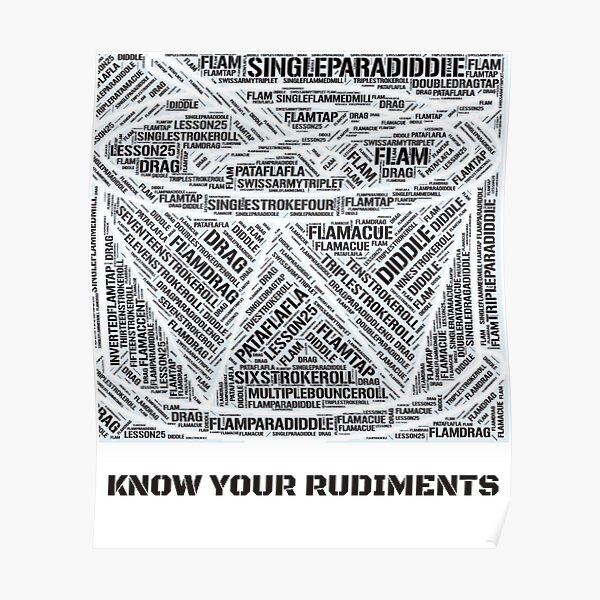 Know Your Drum Rudiments Word Cloud Poster