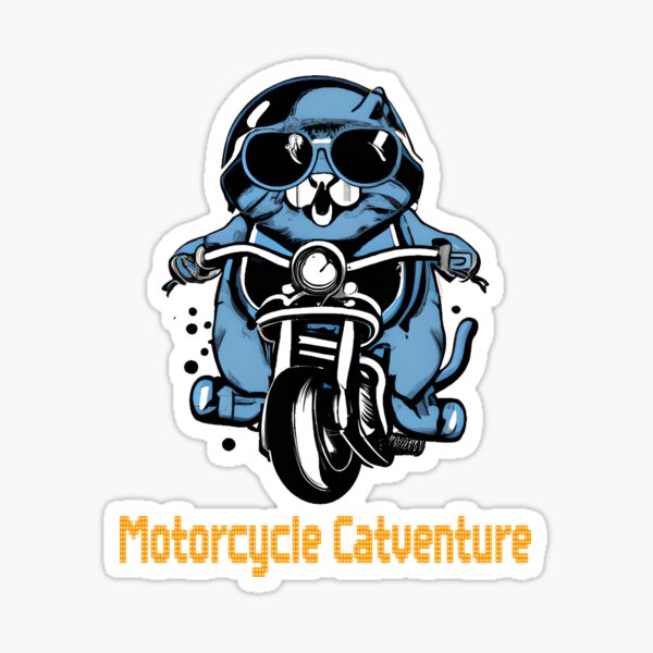 Motorcycle Catventure - Funny Cat on a Blue Motorcycle Kids T-Shirt by LV-creator