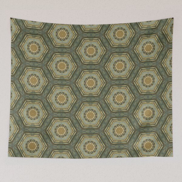 Item preview, Traditional Gold Victorian Pattern - 3D Macro Kaleidoscope Photo - Green with Beads designed and sold by MadZakkaGraphic.