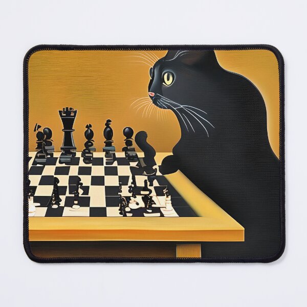 Item preview, Black Cat Plays Chess Surreal Art designed and sold by DigitalMandy.