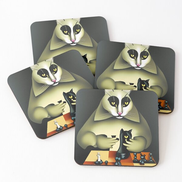 Item preview, Surreal White Cat Plays Chess Art designed and sold by DigitalMandy.