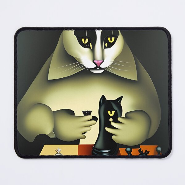 Item preview, Surreal White Cat Plays Chess Art designed and sold by DigitalMandy.