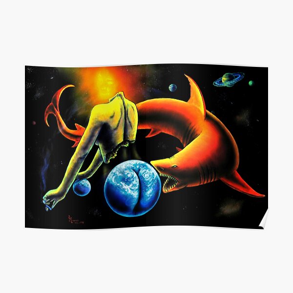 Trippy Psychedelic Visionary Surreal Psy Art - The Relentless Predator by Vincent Monaco Poster
