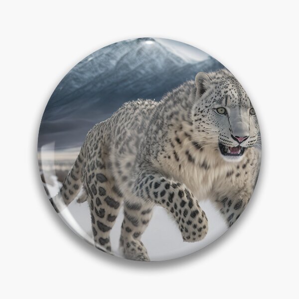 Item preview, Wildlife photography of a snow leopard running in the snow designed and sold by RK - Shop.
