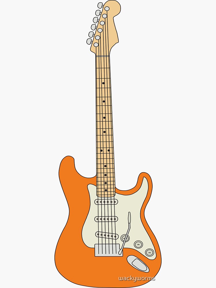 "Orange Electric Guitar" Sticker for Sale by wackyworms Redbubble