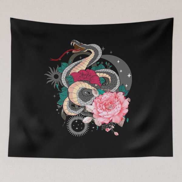 Item preview, Snake Flowers Leaves Stars Sun Moon designed and sold by Dewlangrial.