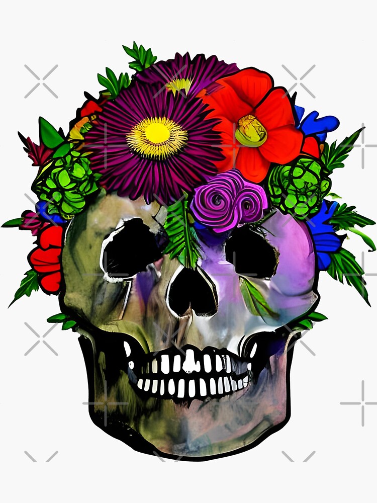 "Flowers growing out of skull" Sticker for Sale by gramizzia Redbubble