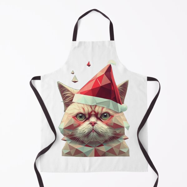 Item preview, CAT WEARING SANTA HAT, NATURE ANIMAL POLYGONE ART HEADCAT Santa for Christmas. designed and sold by Suzan⭐⭐⭐⭐⭐ (1548).
