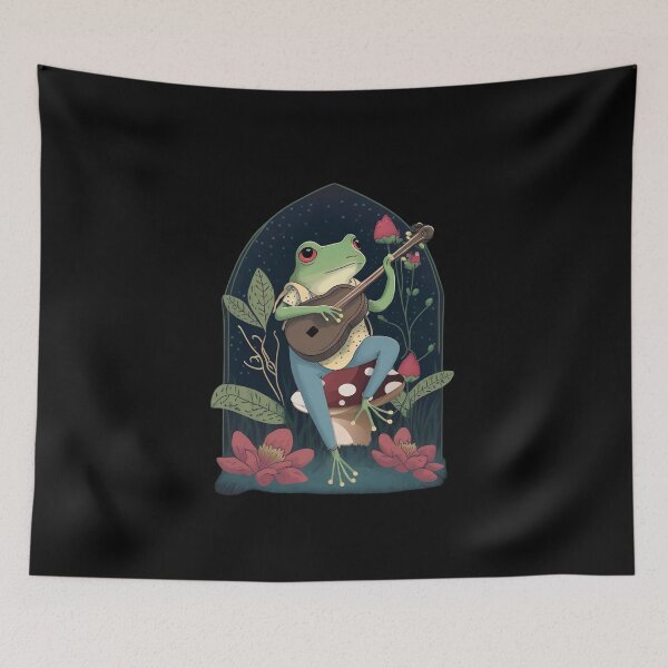 Item preview, Cottagecore Aesthetic Frog Playing Banjo on Mushroom Cute Vintage - Goblincore Farmer Toad in Garden - Dark Academia Aesthetic Froggy - Emo Grugne Fairycore Foggie designed and sold by nicestr.