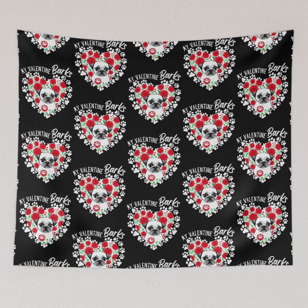 Item preview, My Valentine Barks Valentine's Day Paw and Puppy Dog Design in white for the Young and Patterned Heart and Love Collectors designed and sold by tranquilbeach.