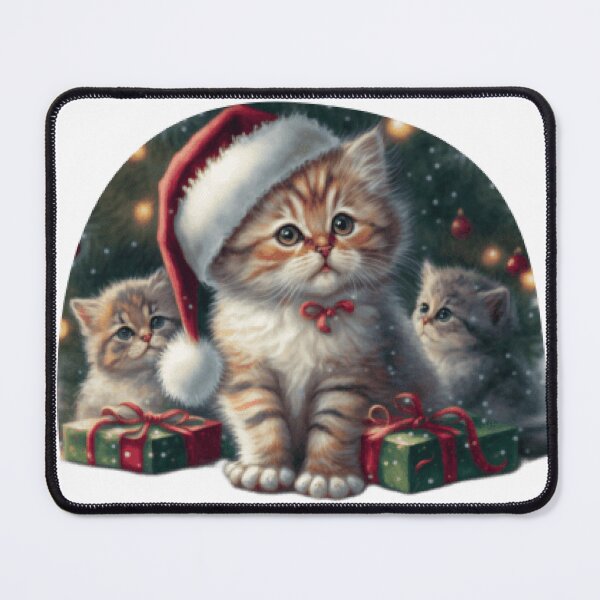 Item preview, Santa Kitten in snow , Christmas three Cats . designed and sold by Suzan⭐⭐⭐⭐⭐ (1548).