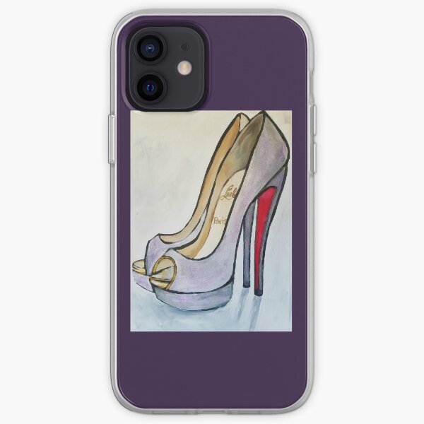 Peep Toe Purple Glitter étincelle Christian Louboutin talons hauts Coque souple iPhone