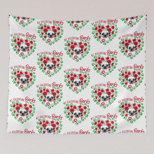 Item preview, My Valentine Barks Valentine's Day Paw and Puppy Dog Design in red for the Young and Patterned Heart and Love Collectors designed and sold by tranquilbeach.