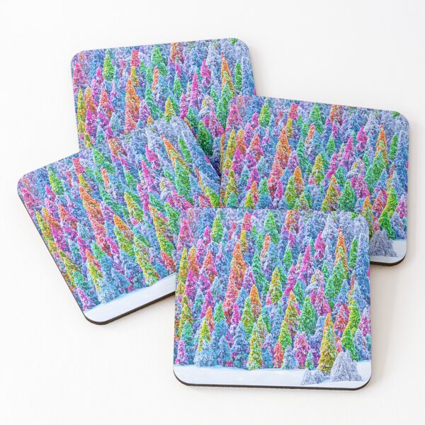 Item preview, multi coloured snow covered trees designed and sold by David-Howells.