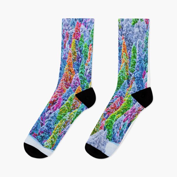Item preview, multi coloured snow covered trees designed and sold by David-Howells.