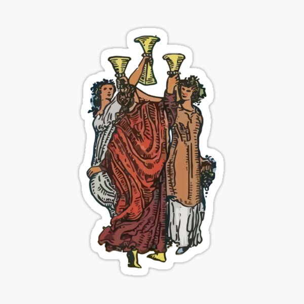 Vista previa del artículo con la obra «Tres de tazas», diseñado y vendido por PyroPlumis.