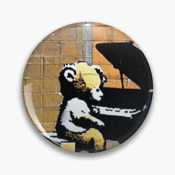 Item preview, Musician Teddy Bear playing piano | Banksy-inspired original street art stencil mural designed and sold by ArtworkbyEmmy.