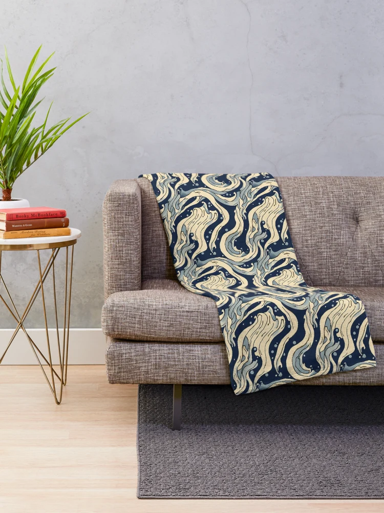 Thumbnail 2 of 6, Throw Blanket, "Oceanic Abstract" Pattern Design designed and sold by Litheon.