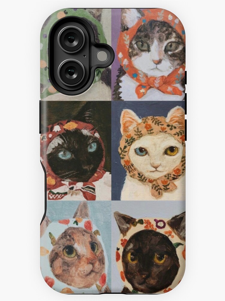 six cats wearing head scarf painting