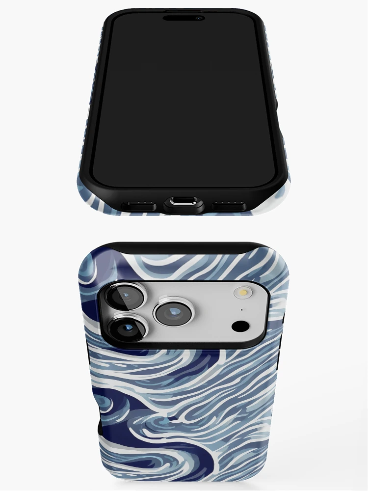Thumbnail 3 of 4, iPhone Case, Abstract Blue Wave Pattern Design  designed and sold by Litheon.