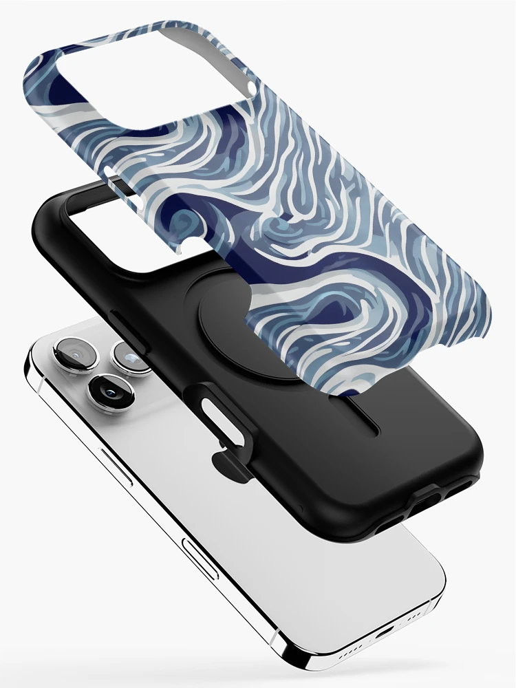 Thumbnail 2 of 4, iPhone Case, Abstract Blue Wave Pattern Design  designed and sold by Litheon.