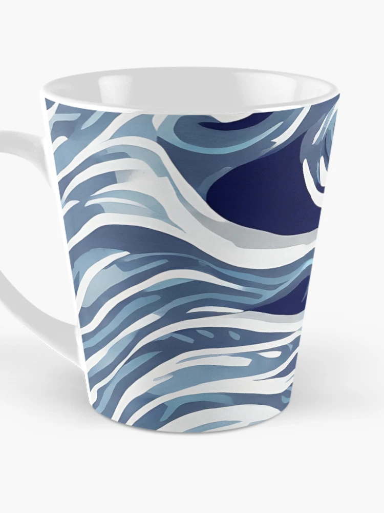 Thumbnail 3 of 4, Coffee Mug, Abstract Blue Wave Pattern Design designed and sold by Litheon.